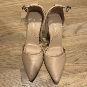 Tan closed toe heels
